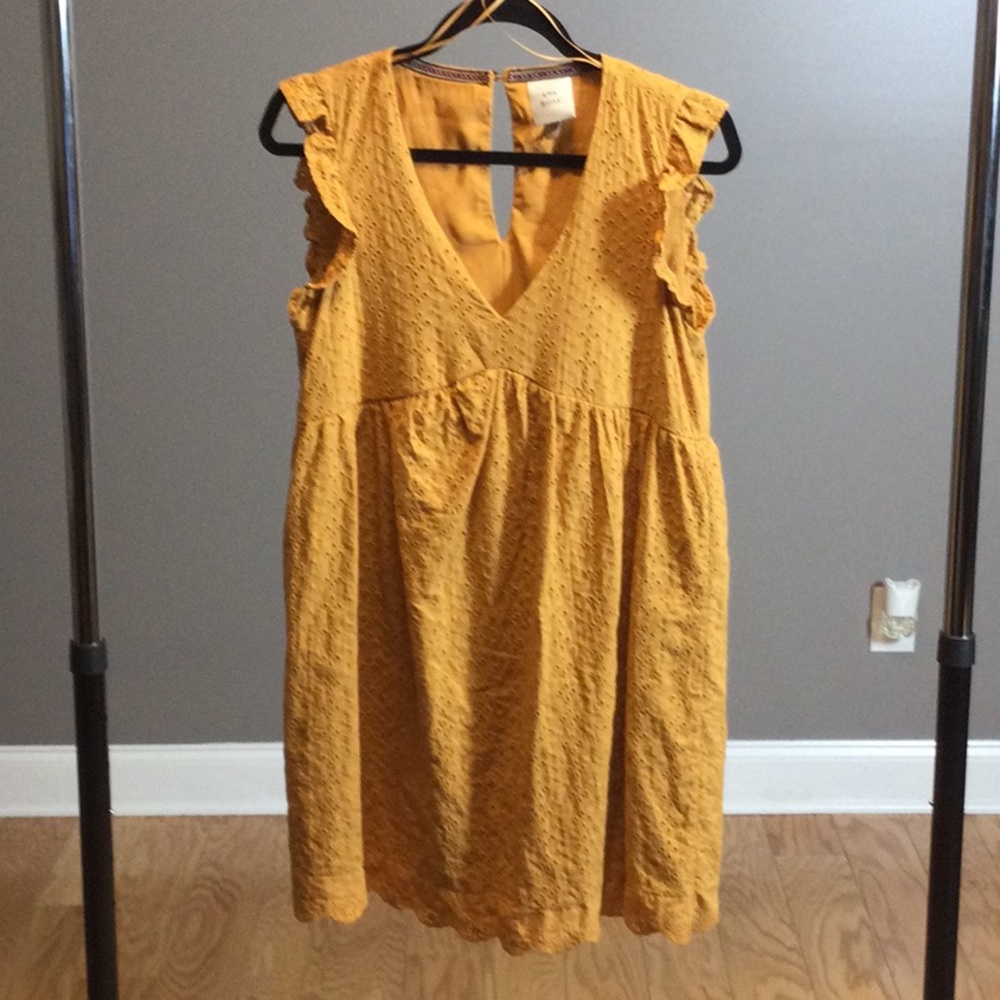 XS Knox Rose Mustard Yellow Eyelet Sleeveless Dress
